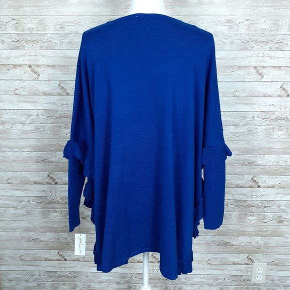 NY Collection Poncho Sweater L Blue 128 - Picture 4 of 7